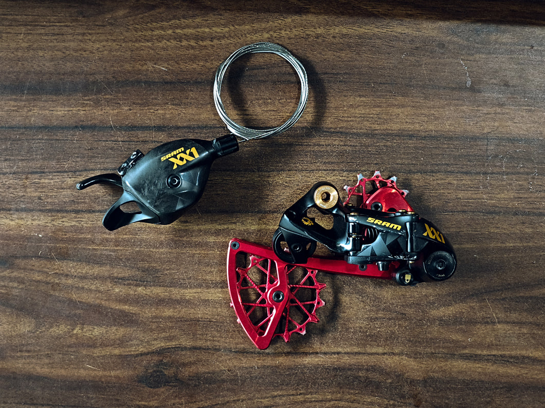 SRAM XX1 Gold Rear Derailleur w/ Garbaruk Cage and Shifter (2nd hand)